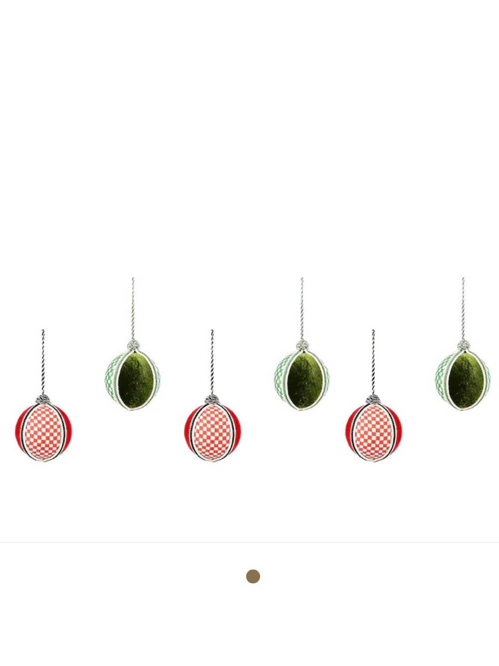 Mackenzie-Childs Check It Out Patchwork
Fabric Ornaments, Set of 6. NIB!
